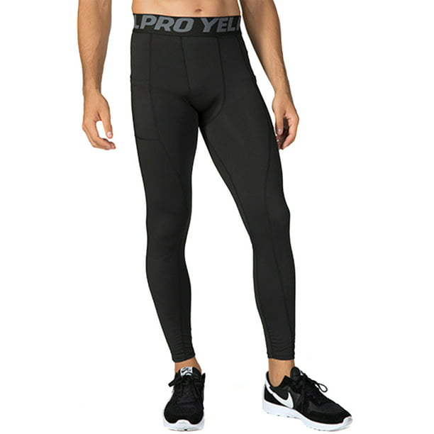 CANGHPGIN 2 Pack 3/4 Compression Pants Men with Pockets Dry Cool Sports Baselayer Running Workout Tights Leggings Shorts 